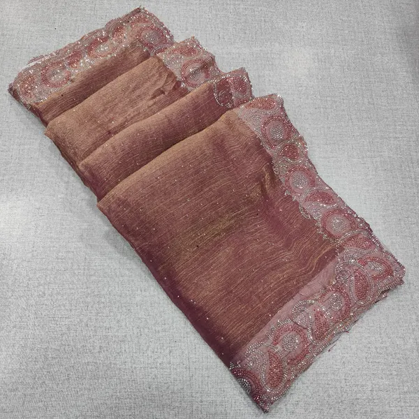 Premium Fendy Silk Pastel Saree with Multi-Colour Stone Work | SR170